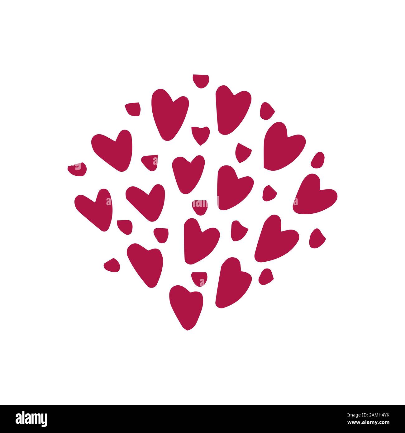 Cloud of the red hearts. Valentines day greeting card. Vector illustration EPS 10. Stock Vector