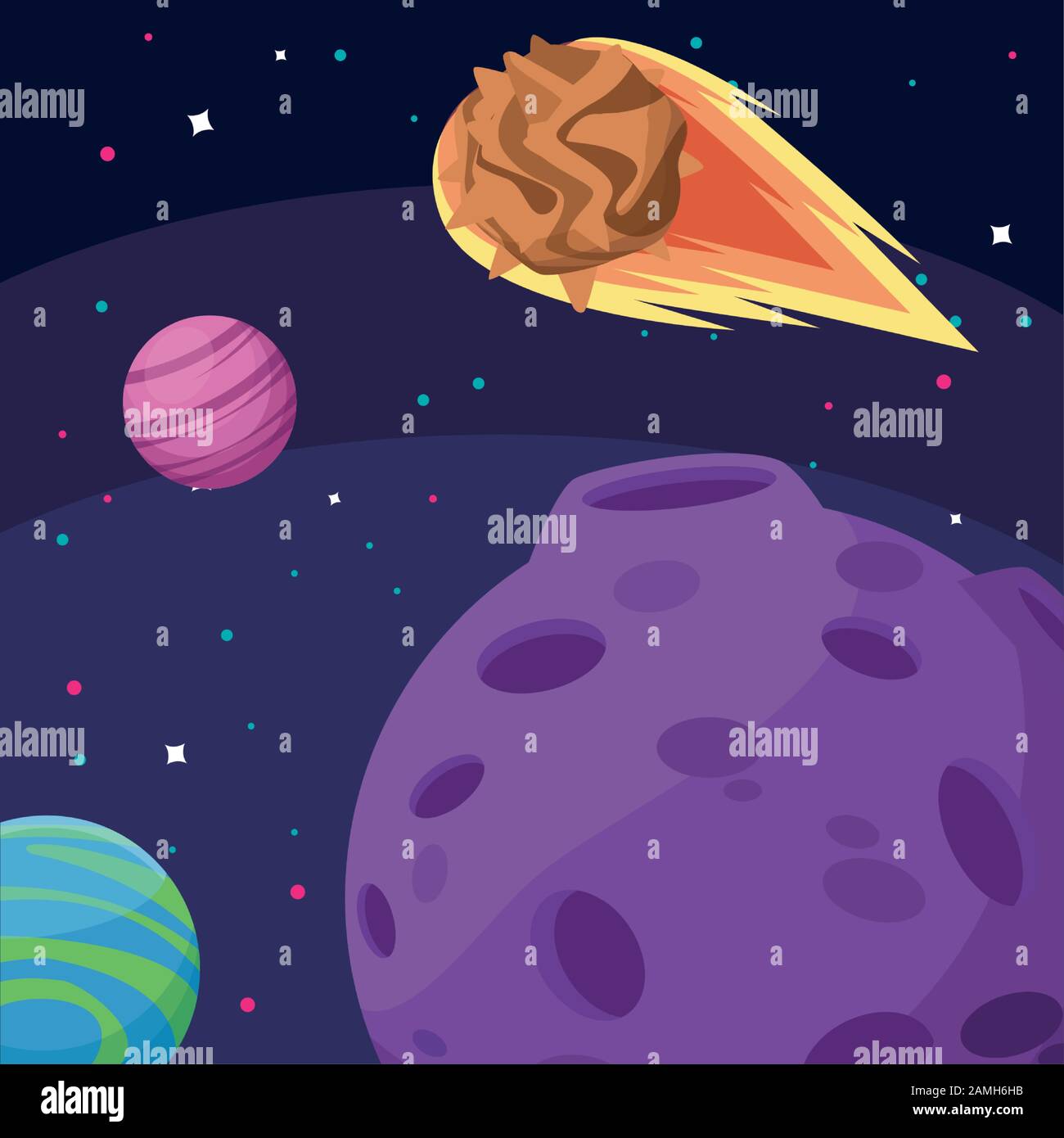 planets moon and asteroid cosmos astronomy space exploration Stock ...
