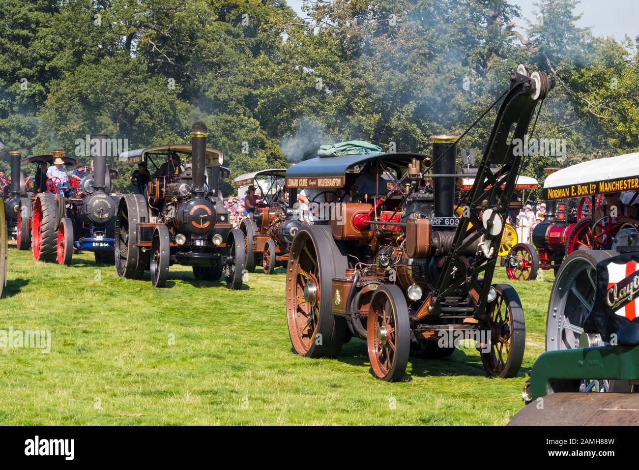 Parade of steam traction engines at 2019 Shrewsbury Steam Rally, Shropshire, England, UK Stock Photo