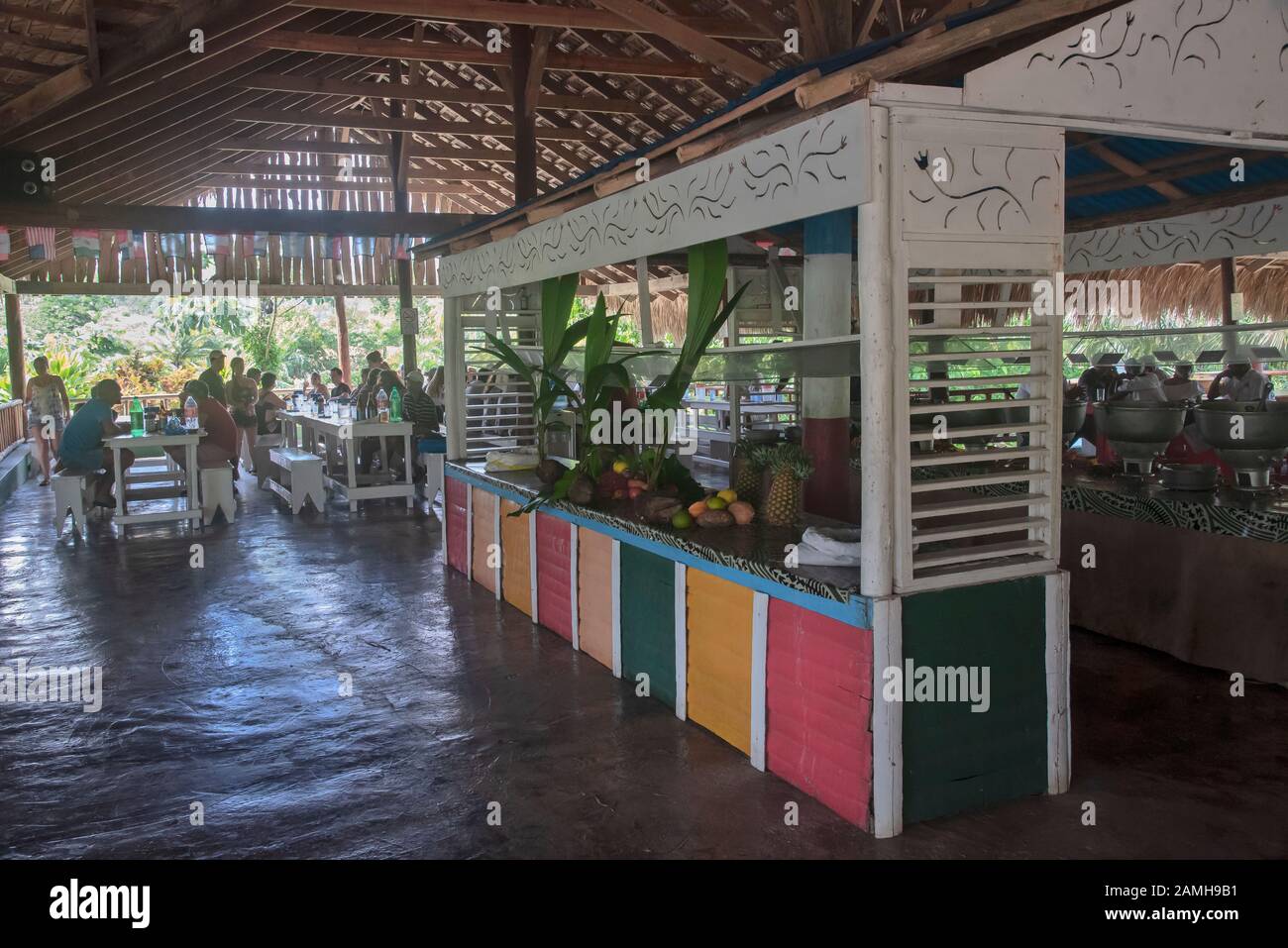 Dominican restaurant , La Hacienda park, Punta Cana, Dominican Republic Stock Photo
