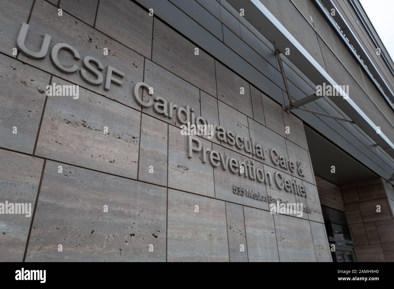 Facade of the UCSF Cardiovascular Care and Prevention Center in the Mission Bay neighborhood of San Francisco, California, December 5, 2019. () Stock Photo