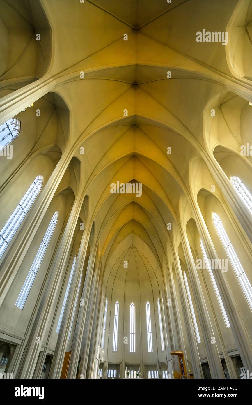 Tall Columns Windows Altar Ceiling Hallgrimskirkja Large Lutheran