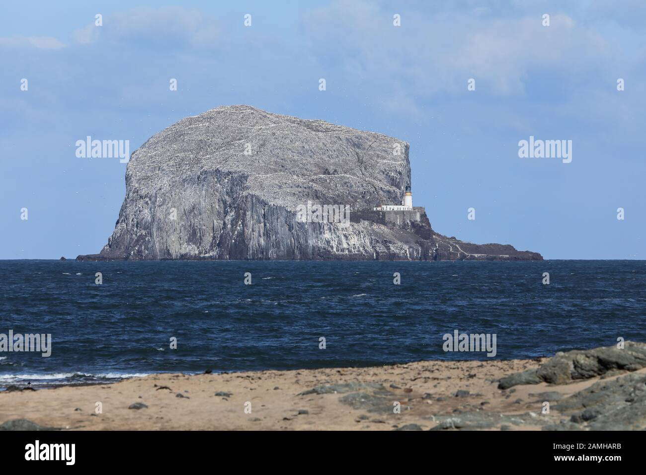 Bass Rock seabird colony in the Firth of Forth, Scotland, UK. Stock Photo