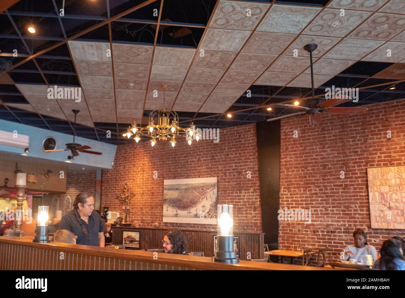 Interior view of decor at Angeline's Louisiana Kitchen, a cajun restaurant in the North Shattuck neighborhood of Berkeley, California, November 30, 2019. Formerly known as the Gourmet Ghetto, the North Shattuck neighborhood is known as the birthplace of the New American food movement. () Stock Photo