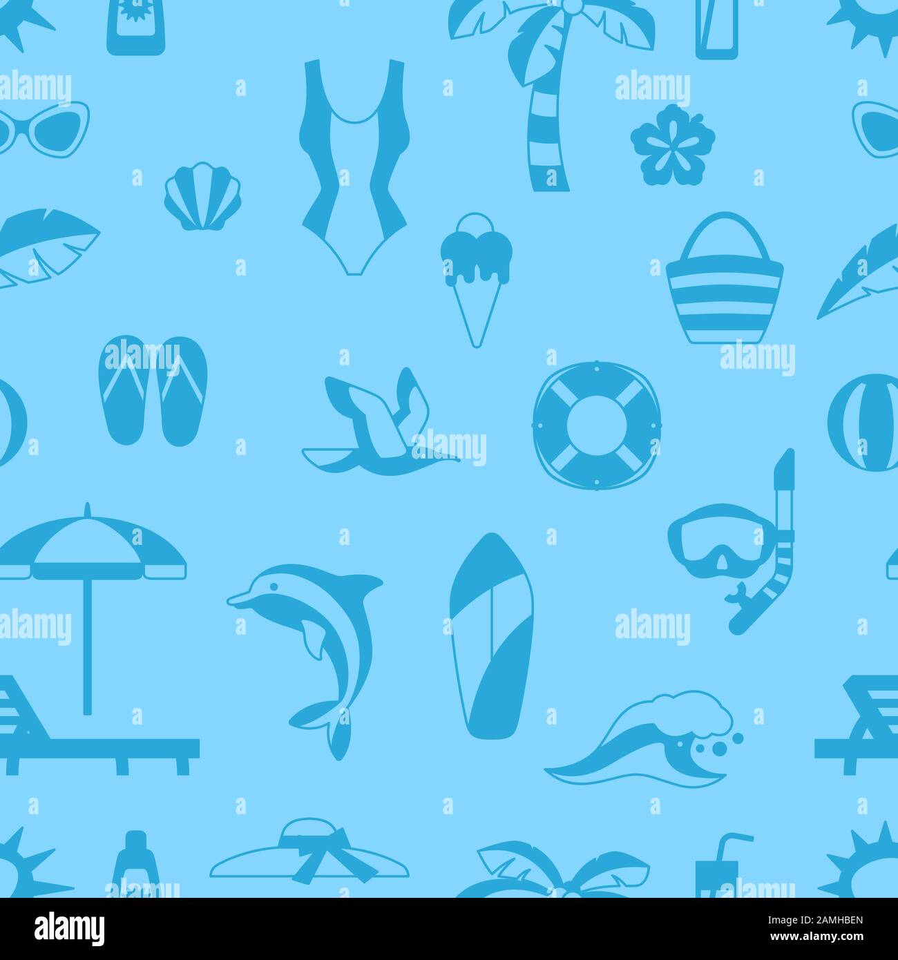 Seamless pattern with summer and beach objects Stock Vector Image & Art ...