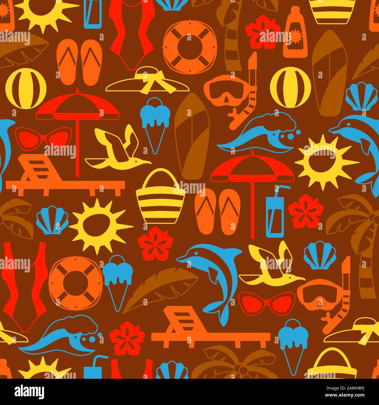 Seamless pattern with summer and beach objects Stock Vector Image & Art ...