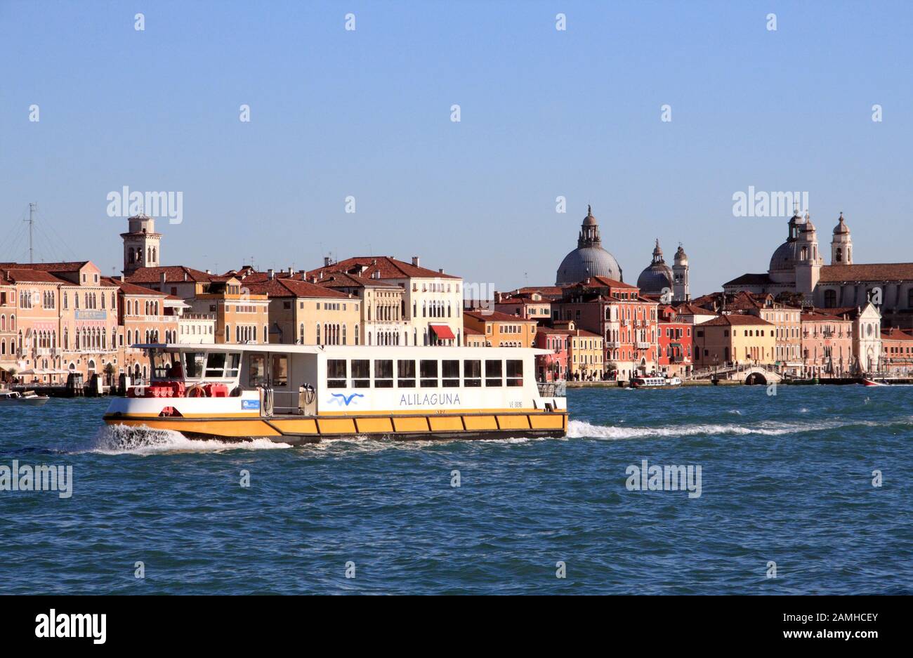 Boats on the busy waterways around Venice, Italy Stock Photo