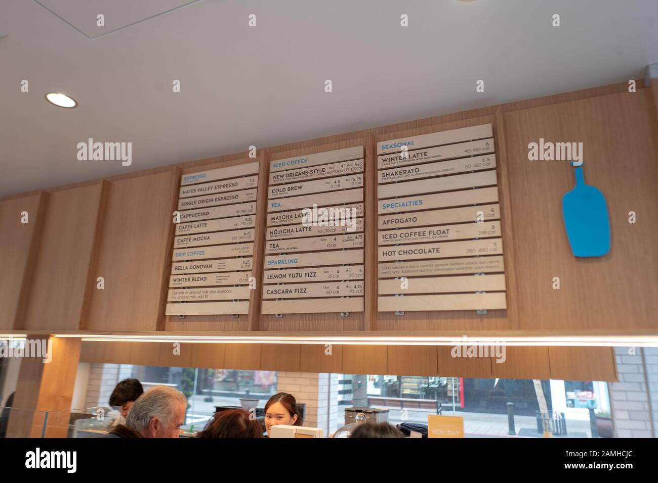 Interior menu board at newly opened Blue Bottle Coffee cafe at the Santana  Row shopping mall in the Silicon Valley, San Jose, California, December 12,  2019 Stock Photo - Alamy