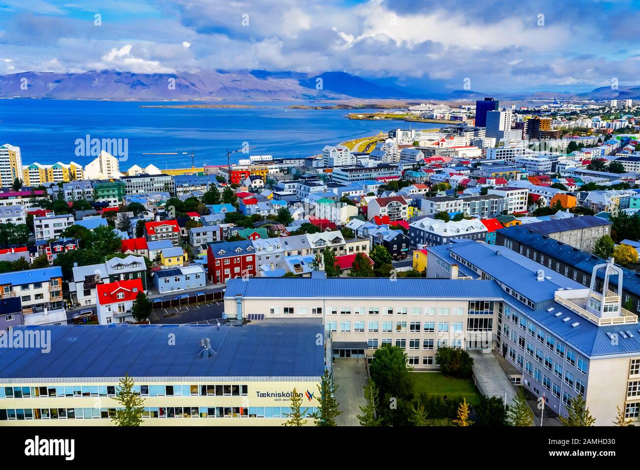 Harbor Colorful Red Green Blue Houses Houses Apartment Buildings Cars