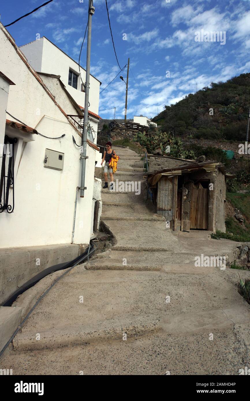 Wanderung vom Cruz Lanos de la Pez nach La Culata, Tejeda, Gran Canaria, Kanaren, Spanien Stock Photo