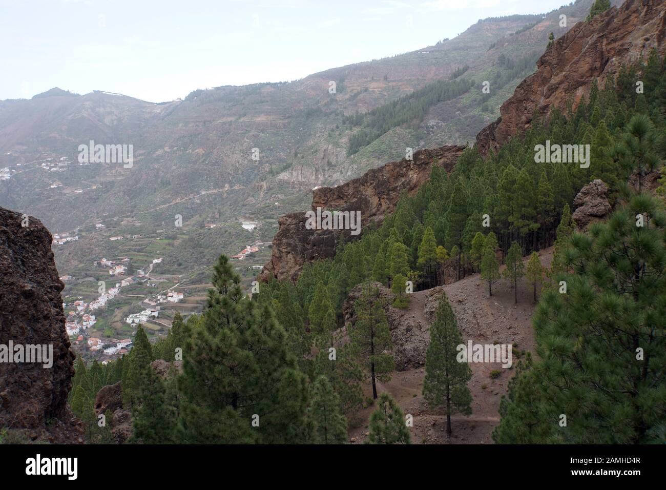 Wanderung vom Cruz Lanos de la Pez nach La Culata, Tejeda, Gran Canaria, Kanaren, Spanien Stock Photo