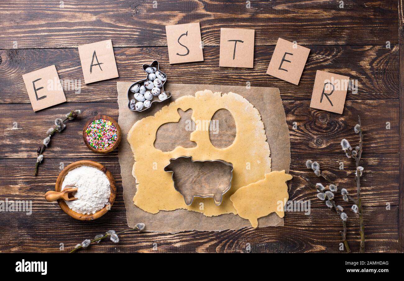 Gingerbread dough for cooking Easter cookies Stock Photo