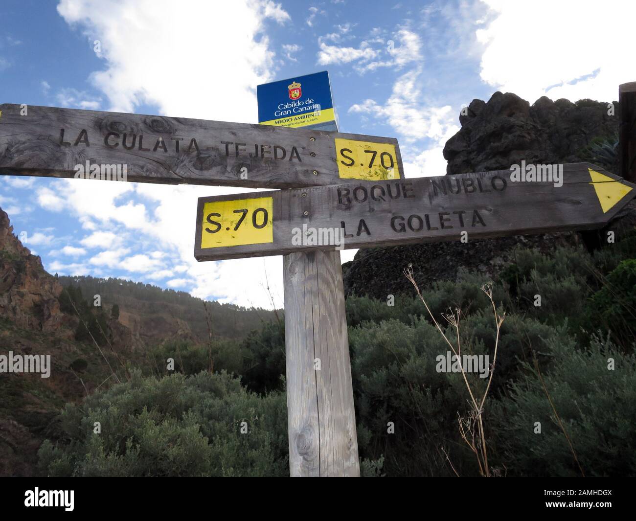 Wanderung vom Cruz Lanos de la Pez nach La Culata, Tejeda, Gran Canaria, Kanaren, Spanien Stock Photo