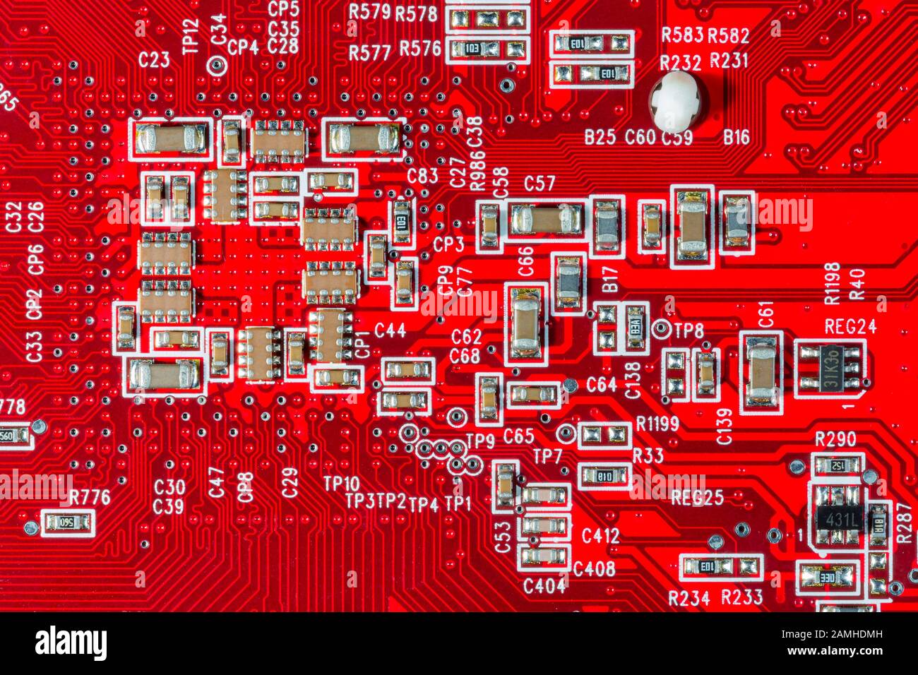 Electronic circuit and chips details at computer video card Stock Photo ...