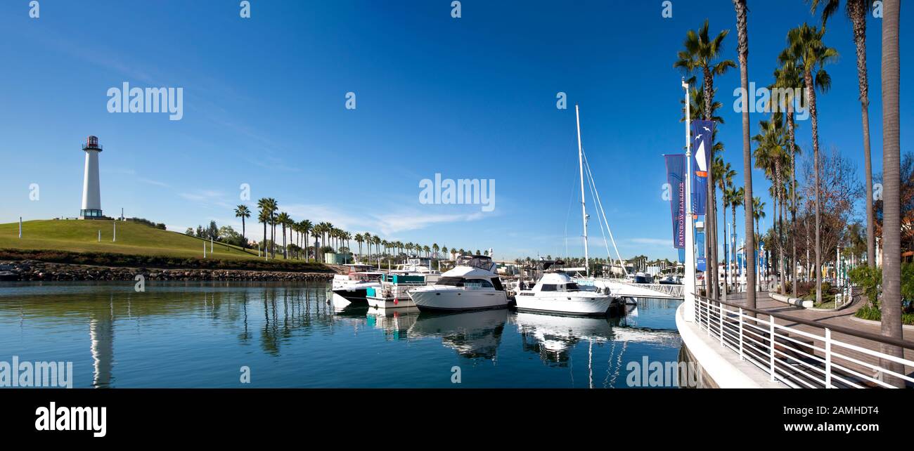 Long Beach harbour and lighthouse, California, USA Stock Photo