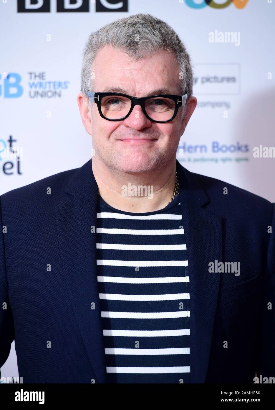 Jonathan Harvey arrives at The Writers' Guild Awards 2020 held at the Royal College of Physicians, London. Stock Photo