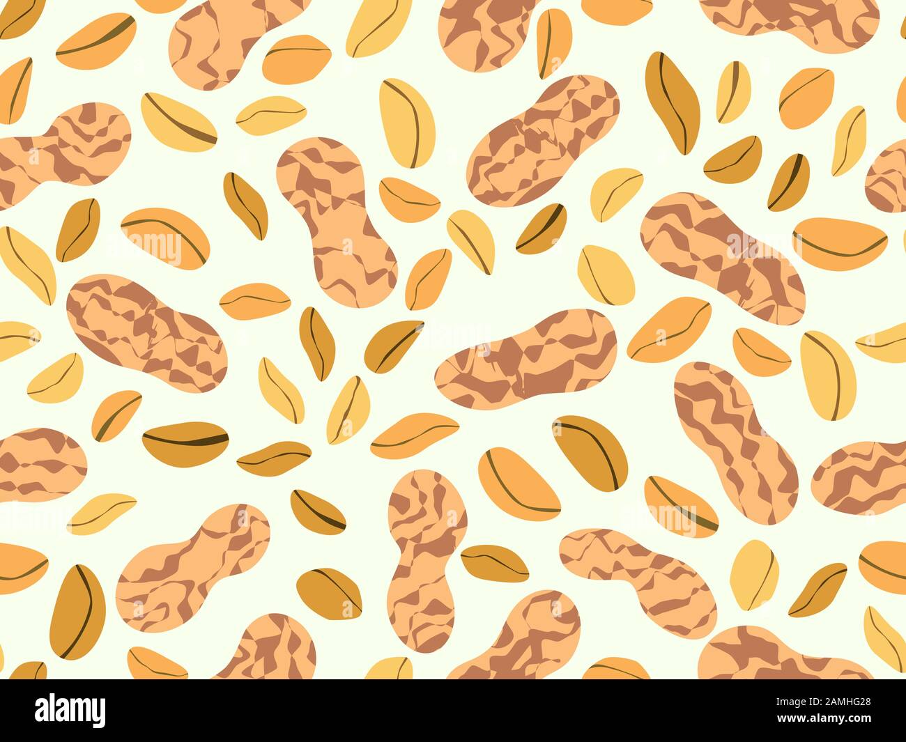 Peanut seamless pattern. Roasted peanuts in shell. Background design