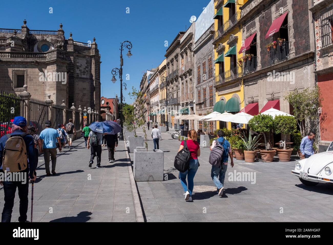 Street scene. Zócalo, Mexico City. Stock Photo