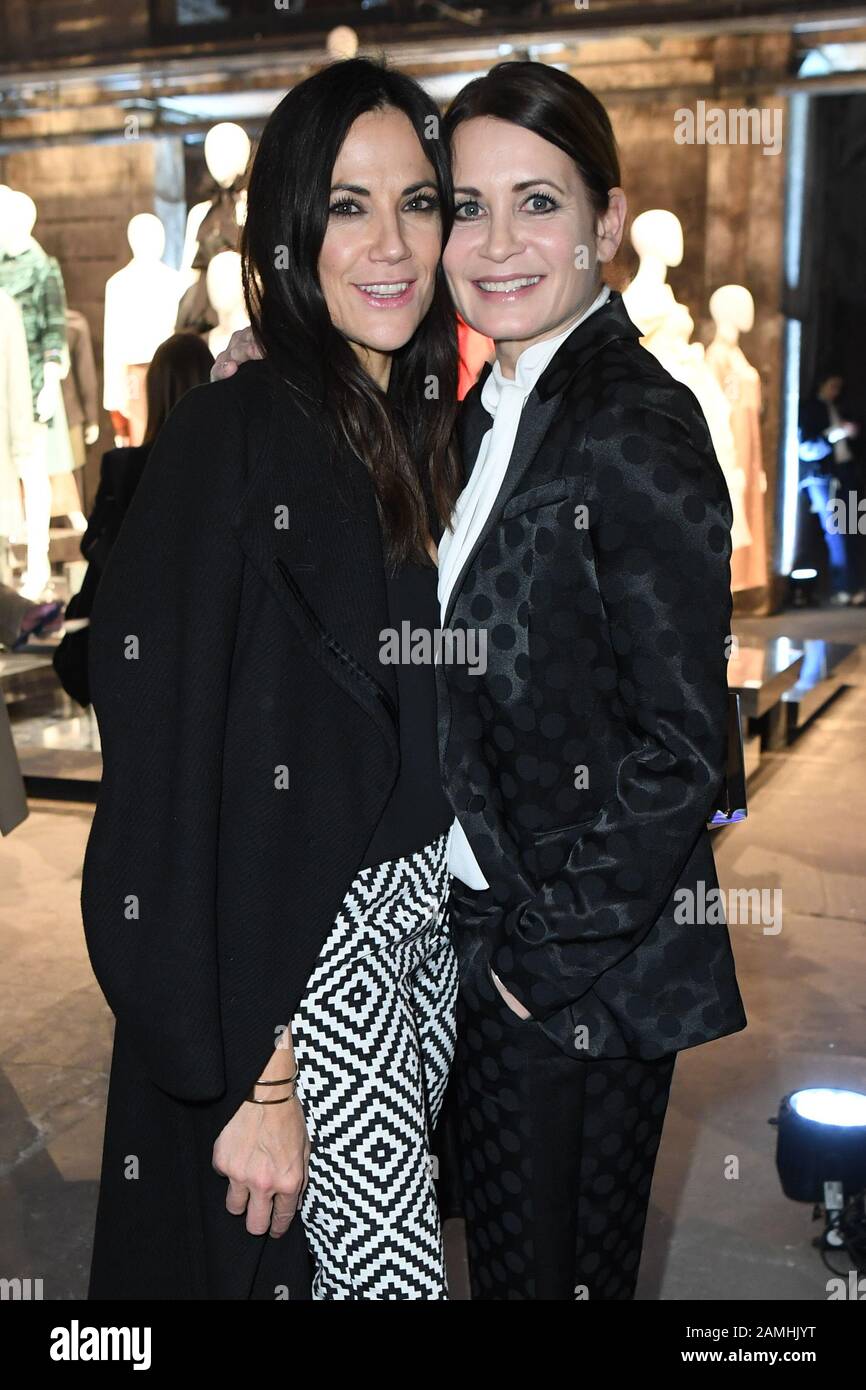 Berlin, Germany. 13th Jan, 2020. 13 January 2020, Berlin: Bettina Zimmermann and Anja Kling are coming to the show of 'Fashion Talents from South Africa' on the opening evening of the Mercedes-Benz Fashion Week at the Kraftwerk Berlin. Credit: dpa picture alliance/Alamy Live News Stock Photo