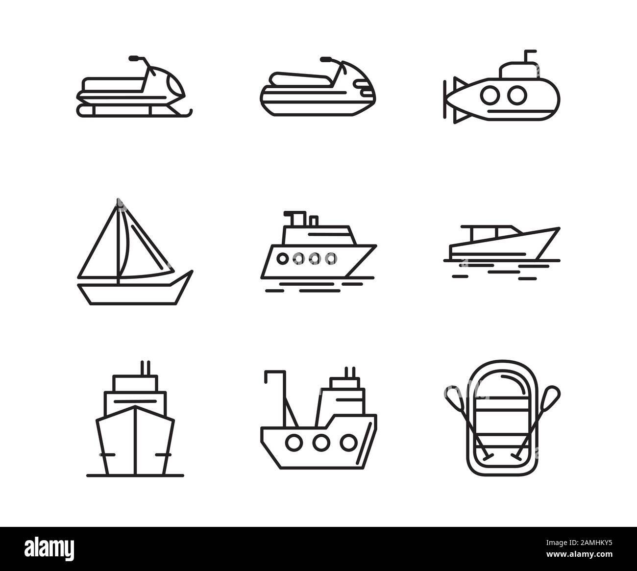 transport vehicle linear design set icons Stock Vector Image & Art - Alamy