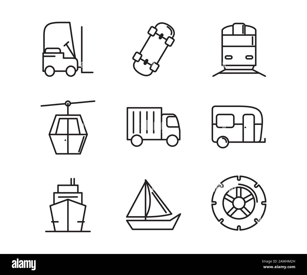 transport vehicle linear design set icons Stock Vector Image & Art - Alamy