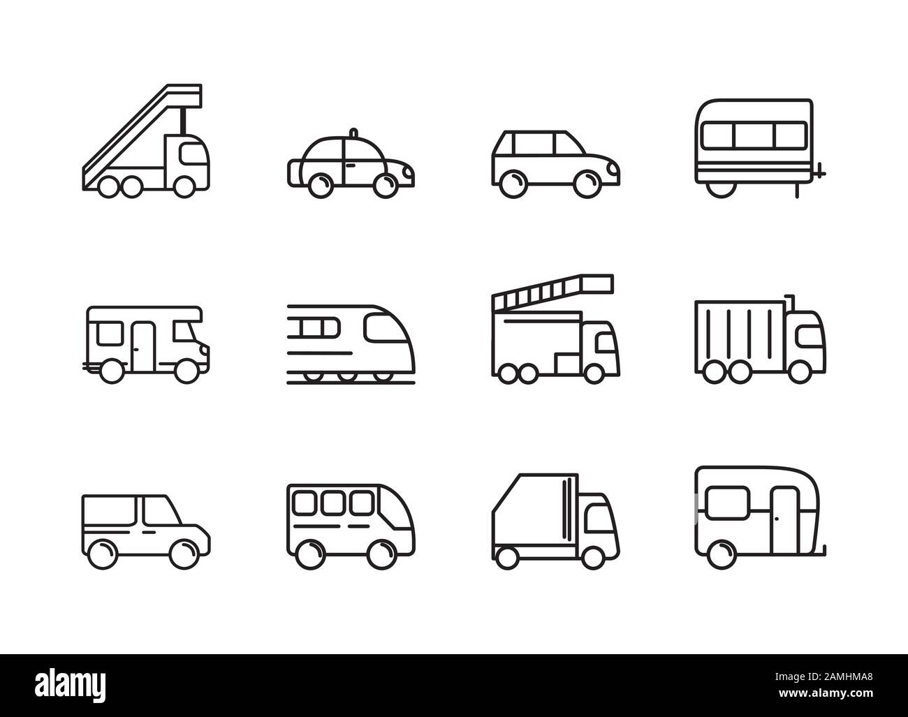 transport vehicle linear design set icons Stock Vector Image & Art - Alamy