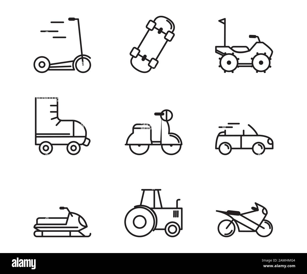 transport vehicle linear design set icons Stock Vector Image & Art - Alamy
