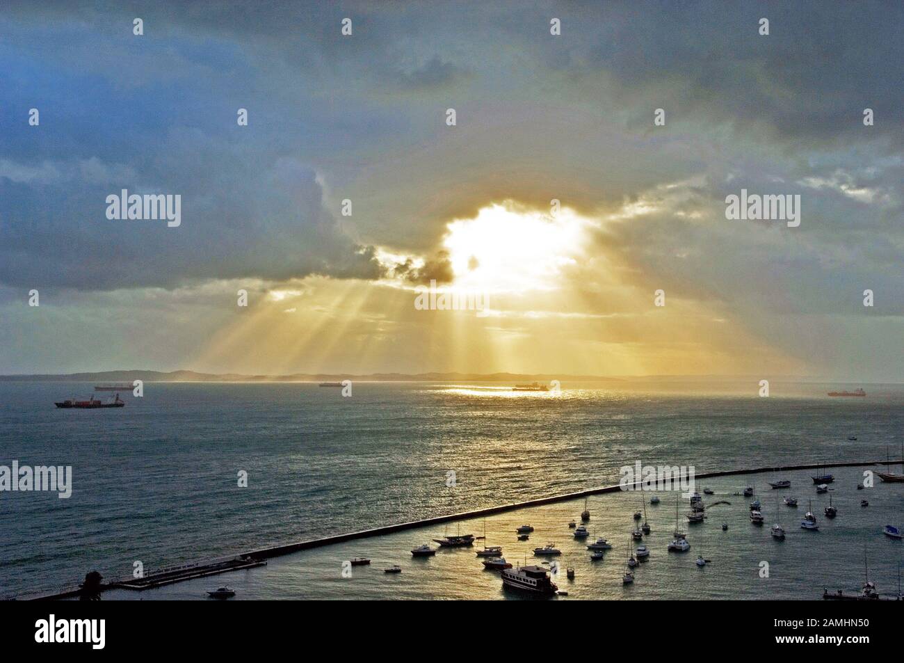 Boats,  Port of Salvador, Todos os Santos Bay, Salvador, Bahia, Brazil Stock Photo