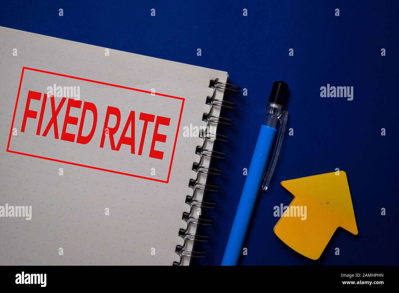 Fixed Rate write on a book isolated on blue background. Stock Photo