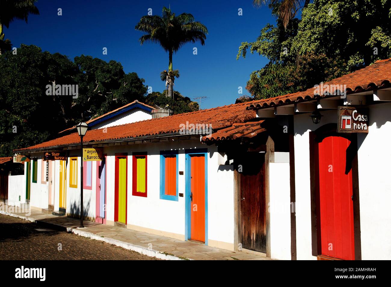 Colored houses, Pirinópolis, Goiás, Brazil Stock Photo