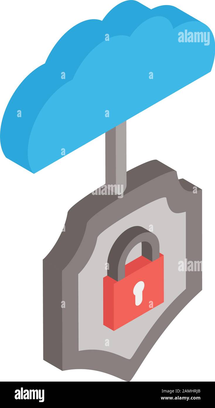 security shield and padlock with cloud computing Stock Vector Image ...