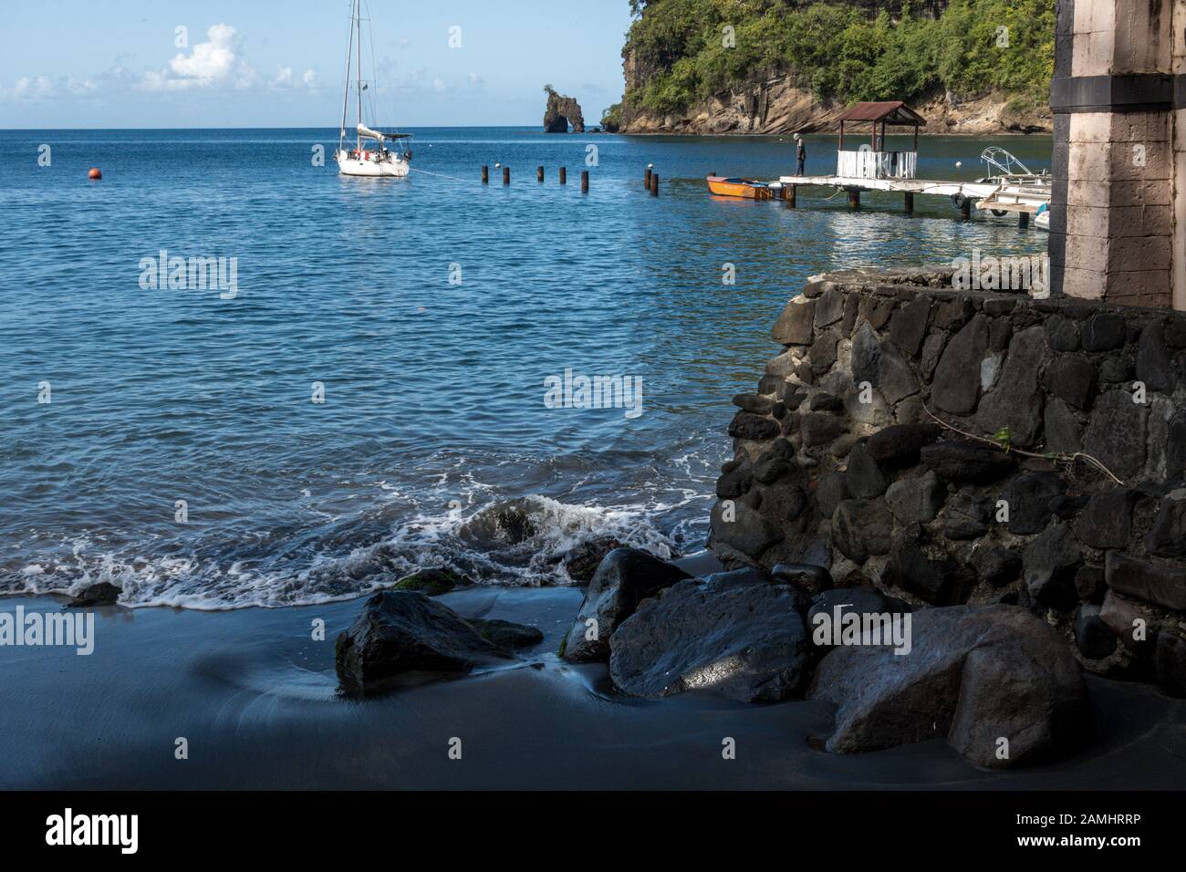 Wallilabou Bay, set of Pirates of the Caribbean movie, St. Vincent and The Grenadines, Windward Islands, Caribbean, West Indies Stock Photo