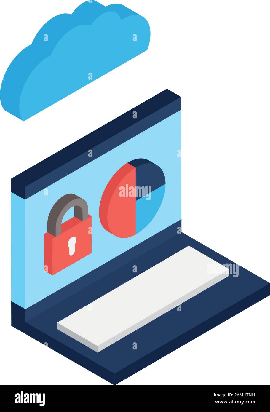 laptop with cloud computing icon Stock Vector