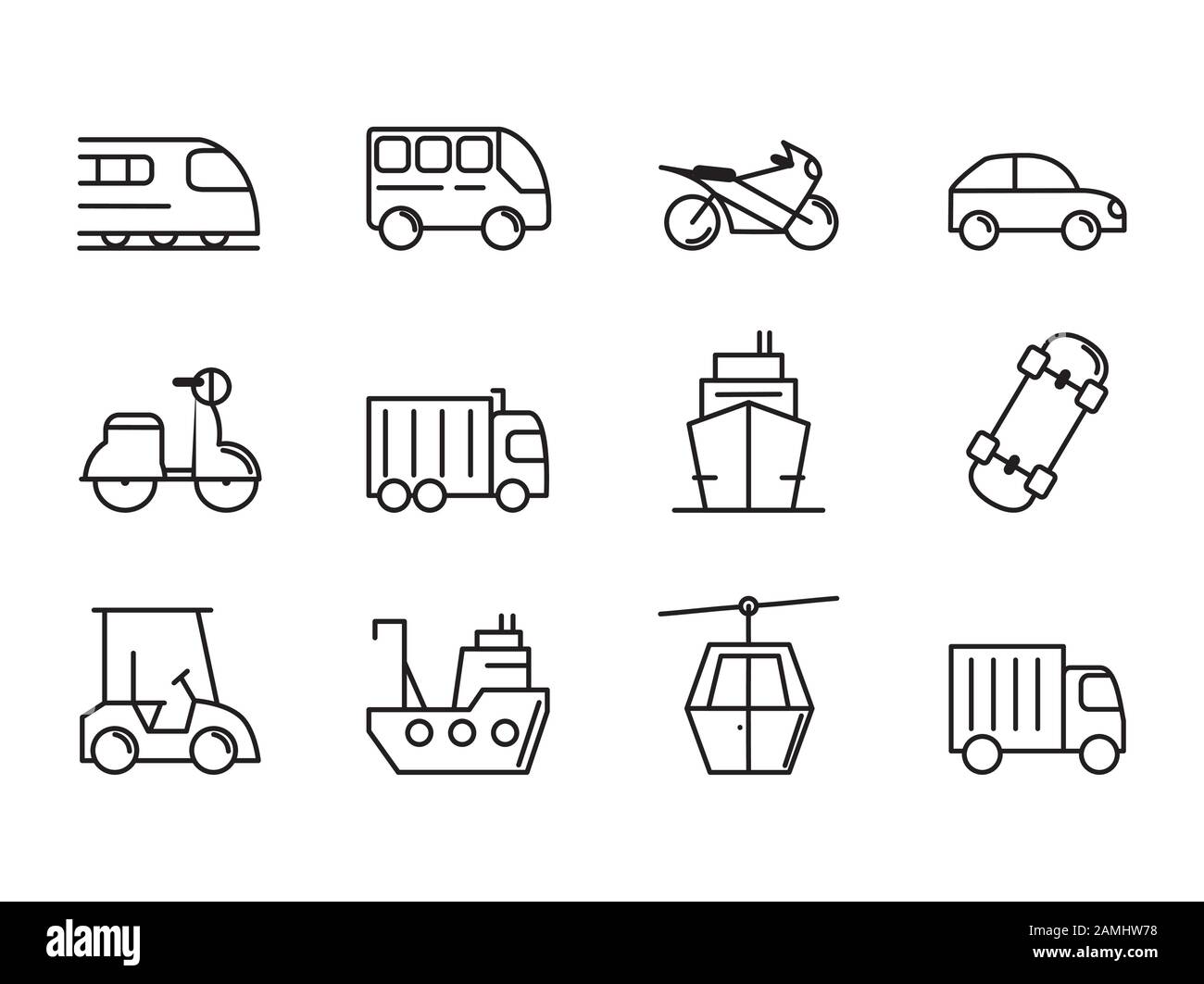 transport vehicle linear design set icons Stock Vector Image & Art - Alamy