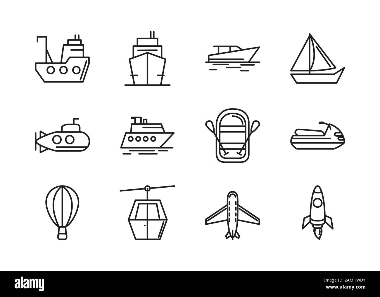 transport vehicle linear design set icons Stock Vector Image & Art - Alamy