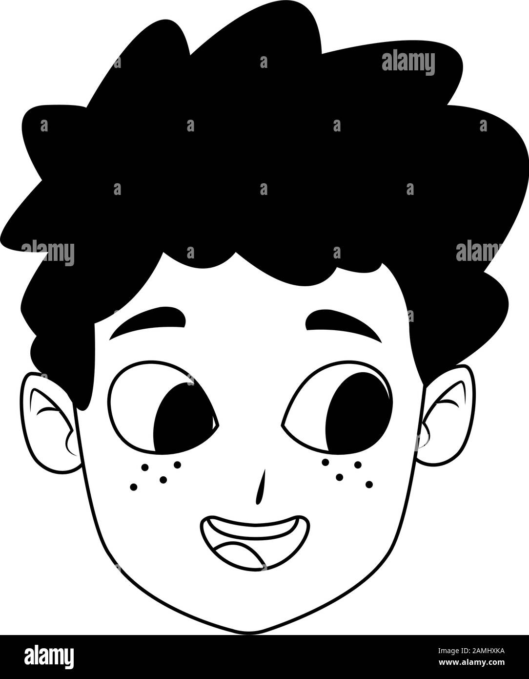 Happy boy smiling face icon over white background Stock Vector Image ...