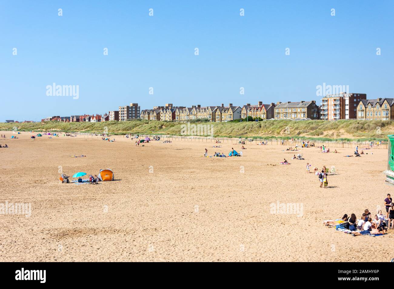 St Anne's Beach from Pier, Lytham St Annes, Lancashire, England, United Kingdom Stock Photo