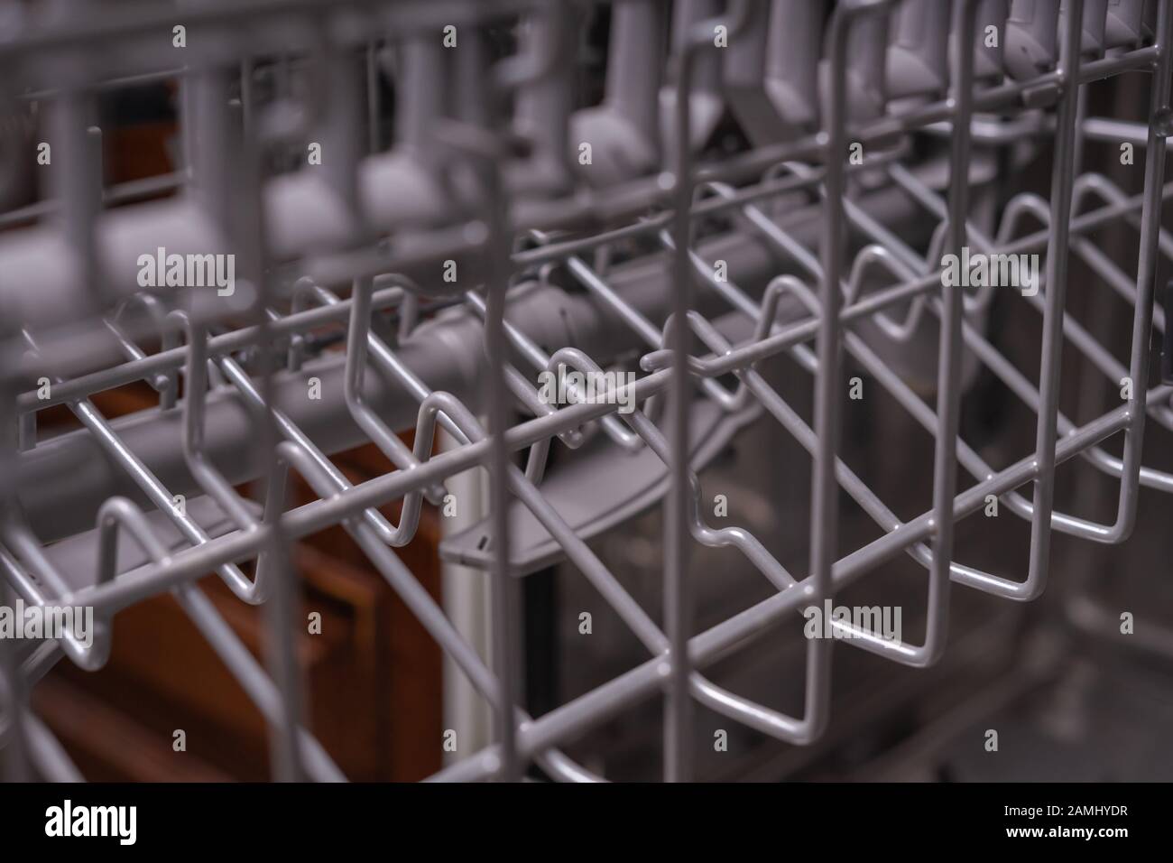 Dishwasher, gray mesh dishwasher Selective focus Stock Photo