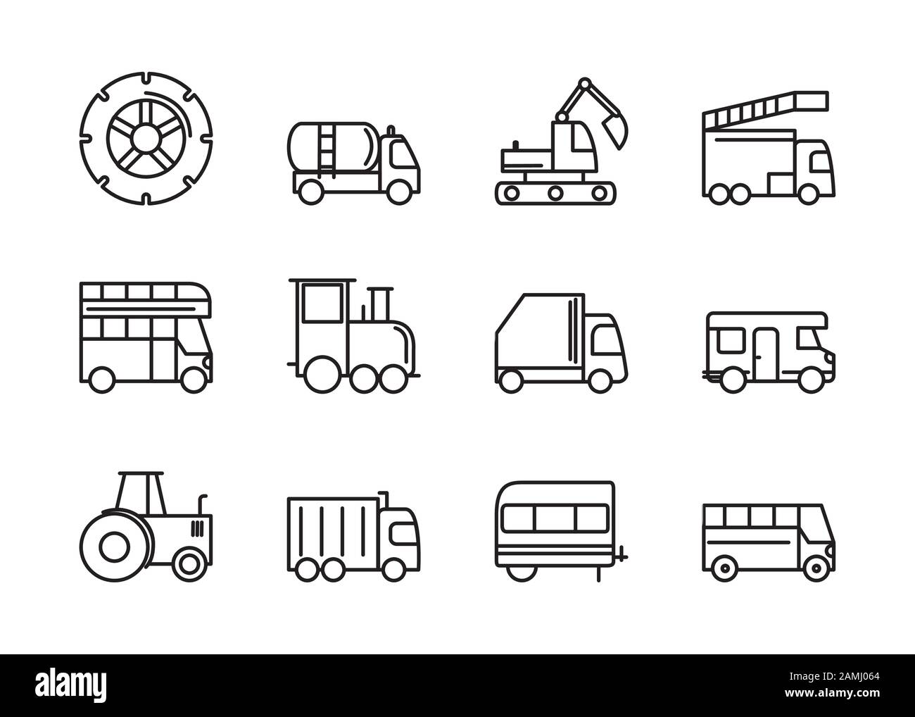 transport vehicle linear design set icons Stock Vector Image & Art - Alamy