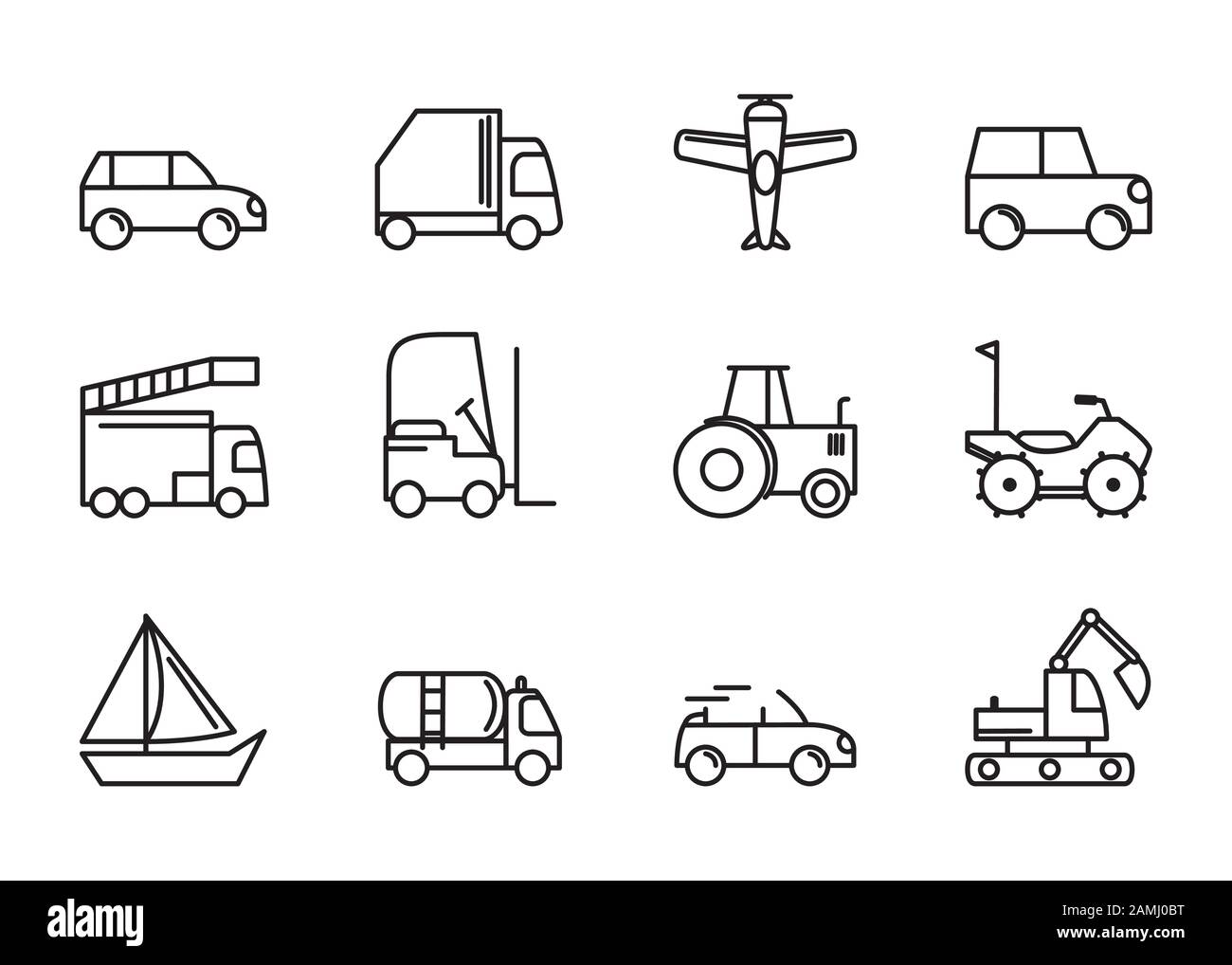 transport vehicle linear design set icons Stock Vector Image & Art - Alamy