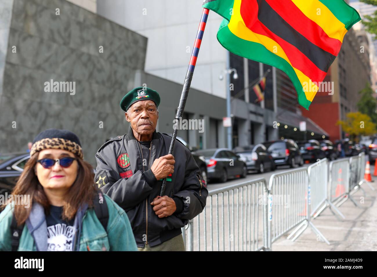 New York, USA, Oktober 25, 2019 Zimbabwe demonstration opposite the UN building. Stock Photo