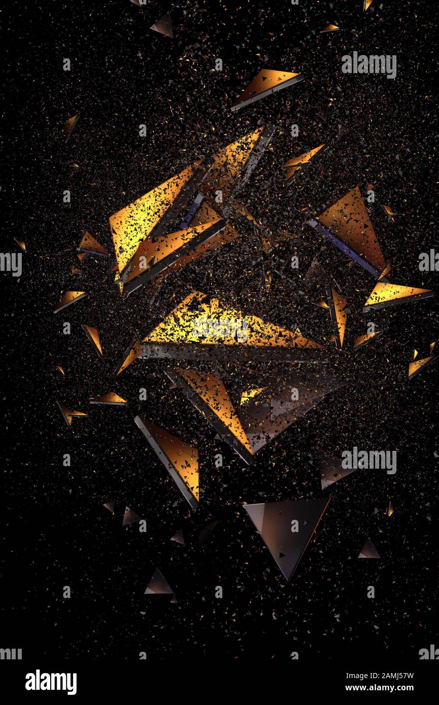 Abstract futuristic background with triangle particles. 3d rendering