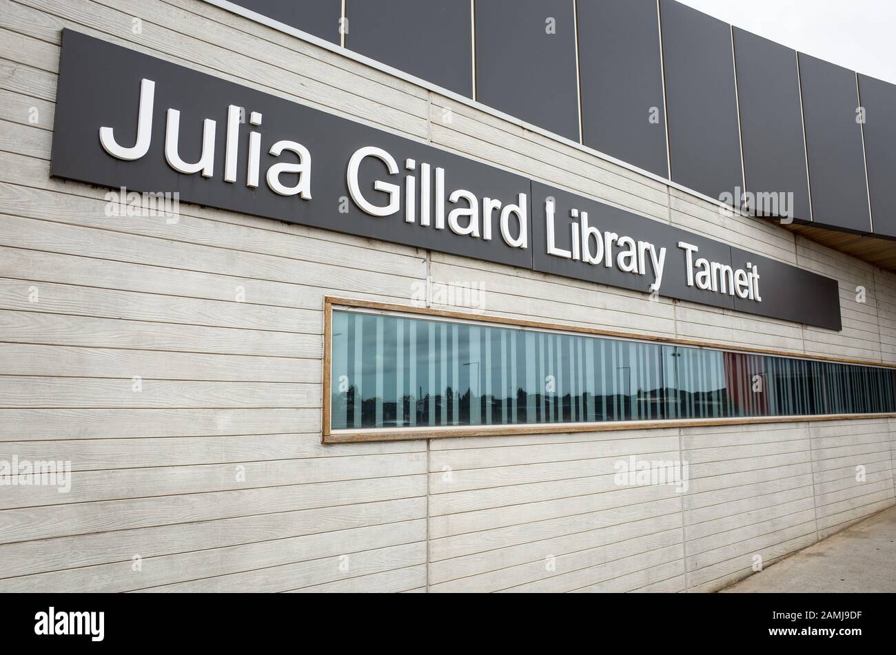 Melbourne, VIC/Australia-Jan 5th 2020: Sign of Julia Gillard Library in Tarneit. Stock Photo