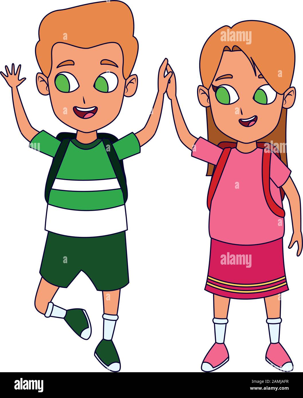 Happy boy and girl smiling icon Stock Vector Image & Art - Alamy