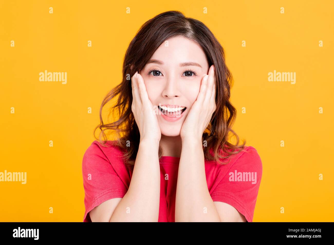 Asian happy shocked face hi-res stock photography and images - Alamy