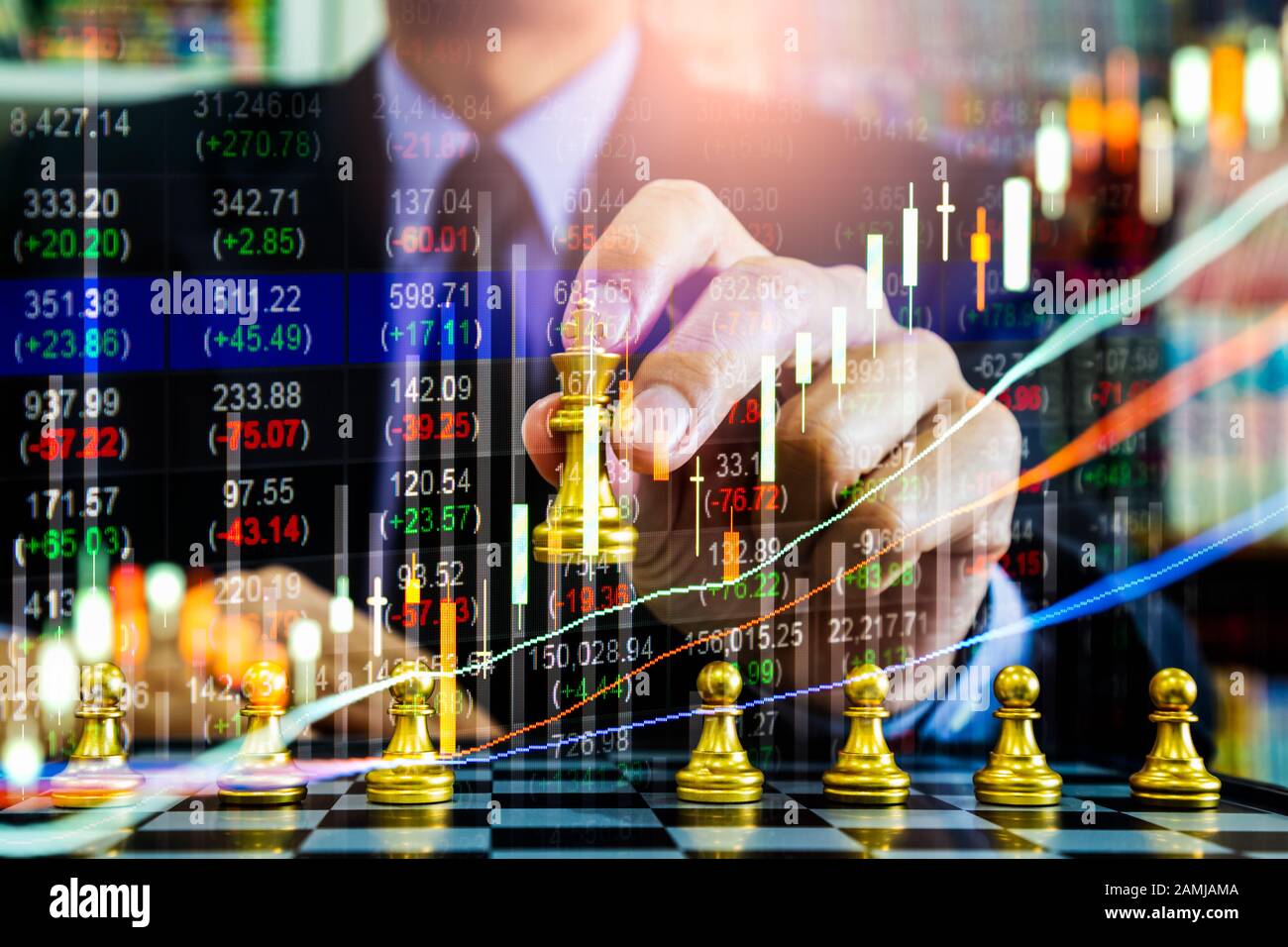 chess game on board indicators chart forex and graph stock market finance  investment business digital marketing finance concept Stock Photo - Alamy