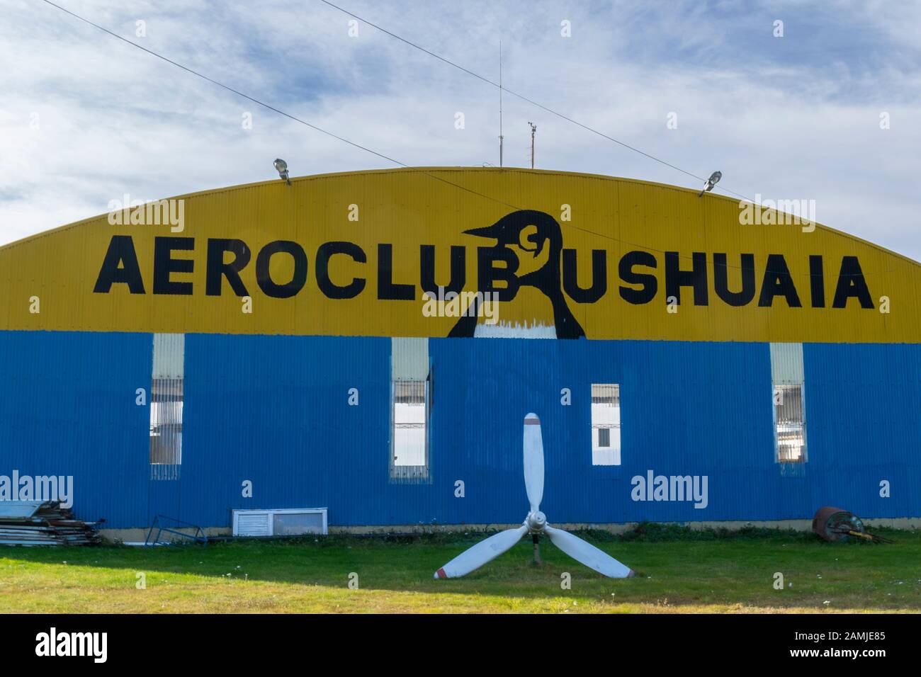 Main view of Aeroclub Ushuaia building Stock Photo