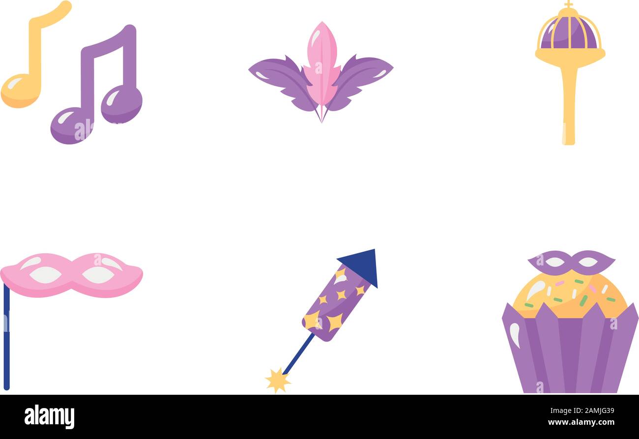 bundle of mardi gras set icons Stock Vector Image & Art - Alamy