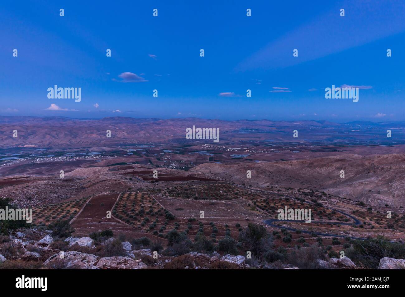 Morning Dawn of Jordan valley, Jordan Rift Valley, near Ajloun, also