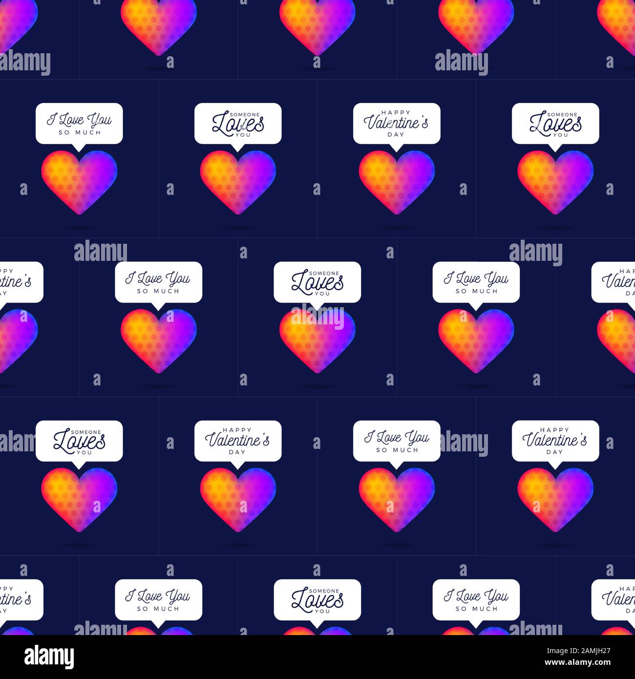 Reinbow gradient color Heart seamless pattern vector illustration with ...